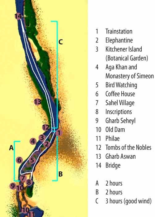 Map for sailing in Aswan