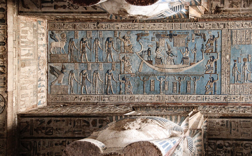 Detail from a ceiling painting in Dendera